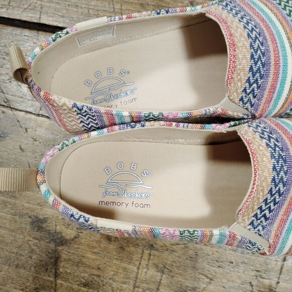 Skechers Sz 7.5 Loafers Shoes BOBS Flexpadrille Stripes Slip On VGC - Picture 8 of 9